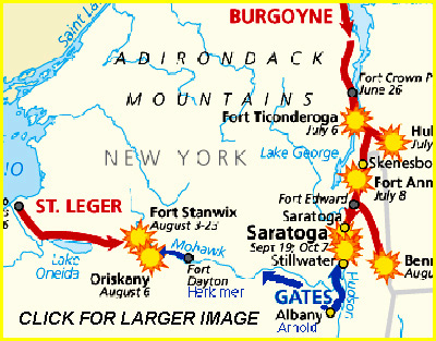 Map of US and Brit troop movements in New England